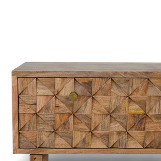 Back view of Pineapple Carved Solid Wood Storage Bench with solid wood carved