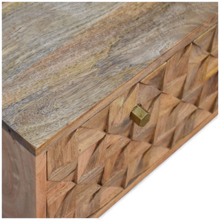 Close-up of carved detail on Pineapple Carved Solid Wood Storage Bench