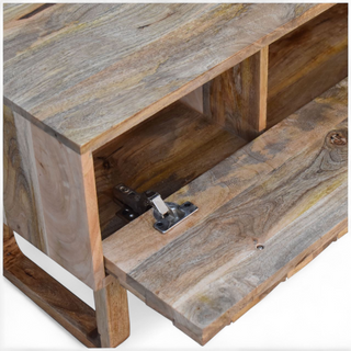 Leg detail view of Pineapple Carved Solid Wood Storage Bench with solid wood carved