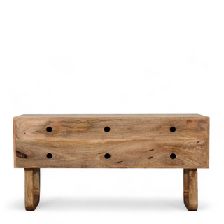 Additional angle of Pineapple Carved Solid Wood Storage Bench with solid wood carved