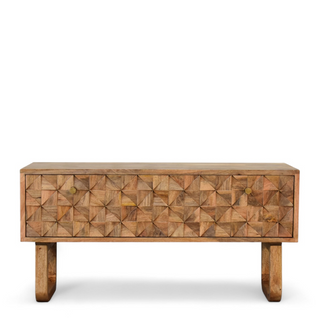 Front view of Pineapple Carved Solid Wood Storage Bench with solid wood carved