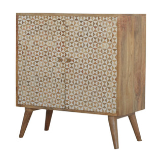 Prism Display Cabinet Geometric Resin Inlay - side angle view