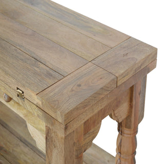 Weston Extending Coffee Table Solid Mango Wood Turned Legs Carved Apron