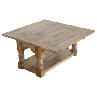 Weston Extending Coffee Table Solid Mango Wood Turned Legs Carved Apron