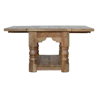 Weston Extending Coffee Table Solid Mango Wood Turned Legs Carved Apron