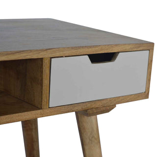 Luma Writing Desk Mango Wood Painted White Drawer With Open Shelf