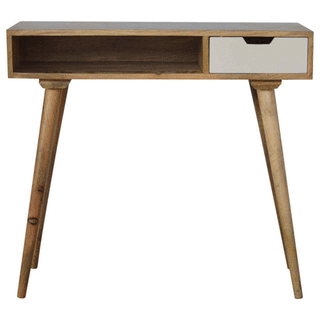 Luma Writing Desk Mango Wood Painted White Drawer With Open Shelf