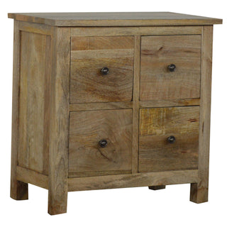 Cobble Bathroom Storage Cabinet Four-Drawer Grid Compact Limed Grey-Wash Oak
