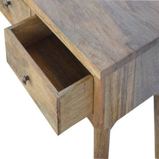 Linden Hallway Console Table with Drawers Natural Oak Pewter Knobs Mango