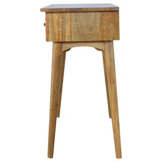 Linden Hallway Console Table with Drawers Natural Oak Pewter Knobs Mango