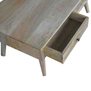 Fern Coffee Table with Drawers Solid Mango Wood Dovetail Splayed Legs