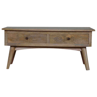 Fern Coffee Table with Drawers Solid Mango Wood Dovetail Splayed Legs