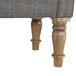 Barlow Bedroom Bench Multi Tweed Scroll Arms Turned Natural Oak Legs