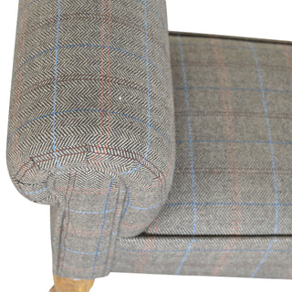 Barlow Bedroom Bench Multi Tweed Scroll Arms Turned Natural Oak Legs
