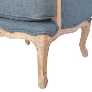 Remy Armchair Ink Linen French Carved Wingback Removable Pad