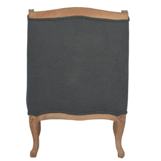 Remy Armchair Ink Linen French Carved Wingback Removable Pad