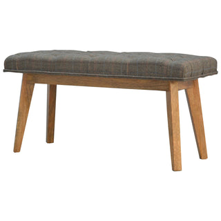 Harlo Hallway Bench Multi Tweed Button Tufted Rectangular Natural Oak Legs