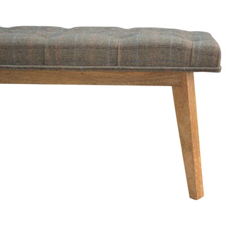 Harlo Hallway Bench Multi Tweed Button Tufted Rectangular Natural Oak Legs
