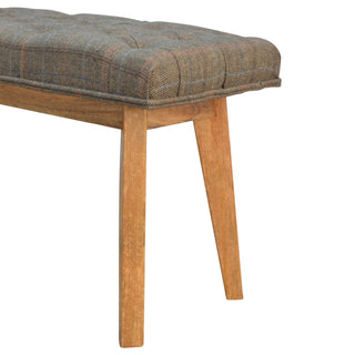 Harlo Hallway Bench Multi Tweed Button Tufted Rectangular Natural Oak Legs