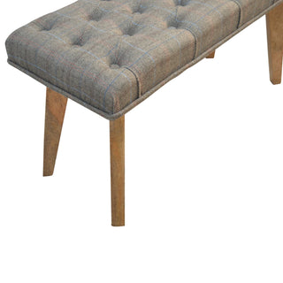 Harlo Hallway Bench Multi Tweed Button Tufted Rectangular Natural Oak Legs