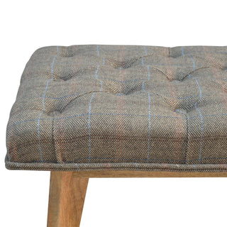 Harlo Hallway Bench Multi Tweed Button Tufted Rectangular Natural Oak Legs