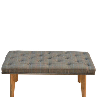 Harlo Hallway Bench Multi Tweed Button Tufted Rectangular Natural Oak Legs