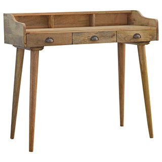 Dune Writing Desk Mango Wood Bleached Oak Triple Drawer With Gallery Back