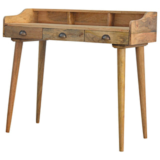 Dune Writing Desk Mango Wood Bleached Oak Triple Drawer With Gallery Back