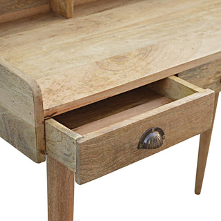Dune Writing Desk Mango Wood Bleached Oak Triple Drawer With Gallery Back