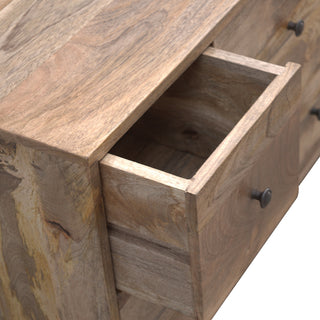Timber Media Unit Natural Oak Mango Wood Four Drawers Wooden Knobs & Runners with Nordic Legs