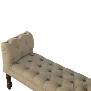 Dove Bedroom Bench Mud Linen Scroll Arms Deep Button Tufted Turned Light Walnut Legs