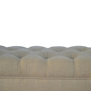 Dove Bedroom Bench Mud Linen Scroll Arms Deep Button Tufted Turned Light Walnut Legs