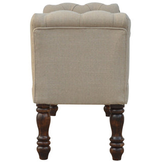 Dove Bedroom Bench Mud Linen Scroll Arms Deep Button Tufted Turned Light Walnut Legs