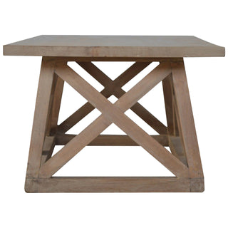 Truss Coffee Table Solid Mango Wood Geometric Lattice Base Sunbleached