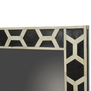 Bone Inlay Mirror Frame Honeycomb Black White