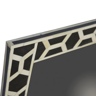 Bone Inlay Mirror Frame Honeycomb Black White