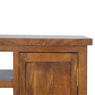 Arden TV Media Unit Light Walnut Mango Wood Double Cabinet with Drawers & Shelves