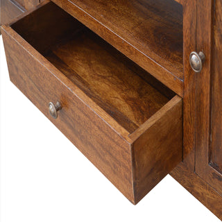 Arden TV Media Unit Light Walnut Mango Wood Double Cabinet with Drawers & Shelves