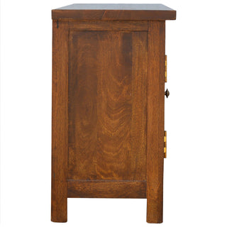 Arden TV Media Unit Light Walnut Mango Wood Double Cabinet with Drawers & Shelves