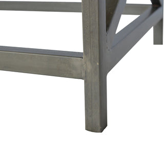 Axel Industrial Coffee Table Mango Wood Top Iron Cross Brace Pewter
