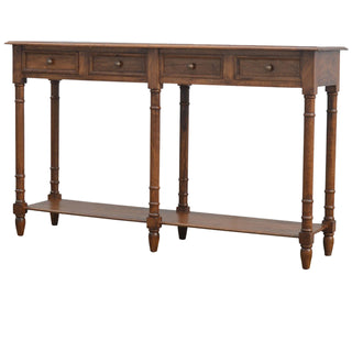 Aldwick Hallway Console Table with Drawers Light Walnut Turned Legs Shelf