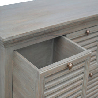 Provence Kitchen Sideboard with Shutter Louvre Drawers in Grey Wash Finish