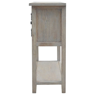 Briar Console Table with Drawers Glazed Cabinet Doors Stone Wash Mango Wood