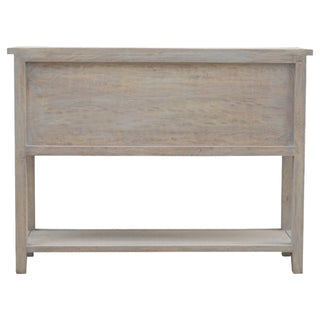 Briar Console Table with Drawers Glazed Cabinet Doors Stone Wash Mango Wood