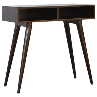 Evren Writing Desk Mango Wood Dual Open Shelves With Contrast Edge