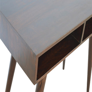 Evren Writing Desk Mango Wood Dual Open Shelves With Contrast Edge