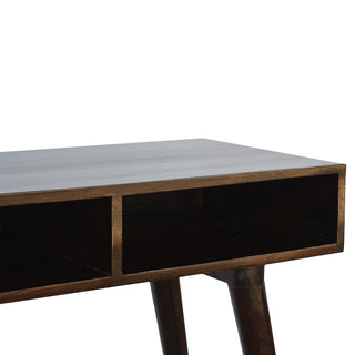 Evren Writing Desk Mango Wood Dual Open Shelves With Contrast Edge