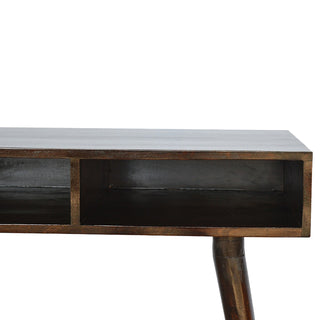 Evren Writing Desk Mango Wood Dual Open Shelves With Contrast Edge