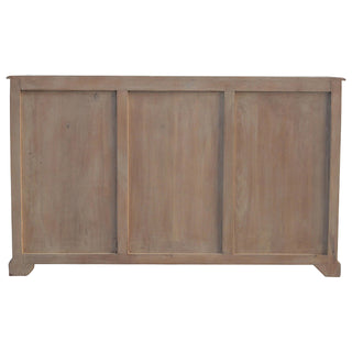 Margot Media Unit Sun-Bleached Mango Wood Antique Glazed Fretwork Cabinet Doors with Plinth Base