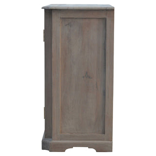 Quatrefoil Sideboard Cabinet with Carved Lattice Glazed Doors in Sun-Bleached Finish